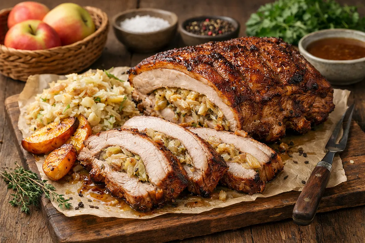 Pork Belly Stuffed with Cabbage and Apples 3 Cabbage-Stuffed Pork Belly