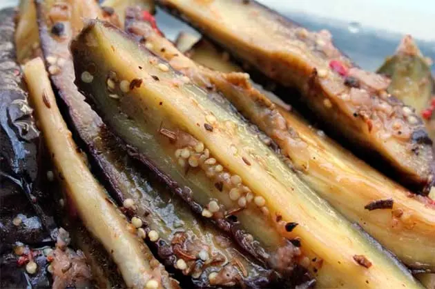 Marinated Eggplant with Garlic and Roasted Peppers 3 Marinated eggplants