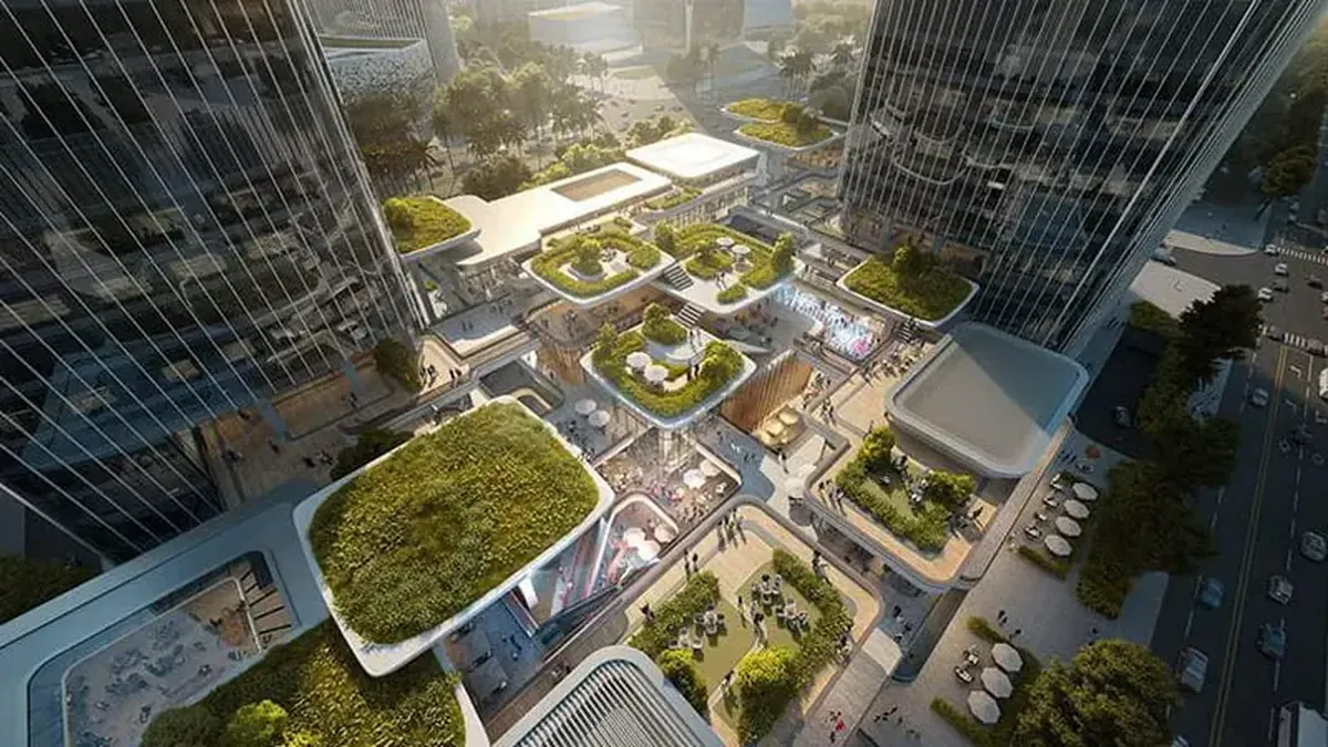 The Green Terrace Quarter, a futuristic hub for shopping and relaxation, will be built in Haikou.