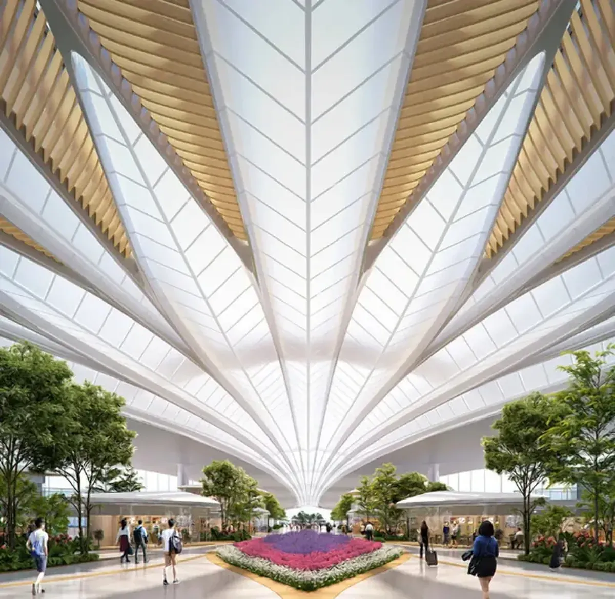 A monumental white feather: an unusual terminal is planned for a Chinese airport.