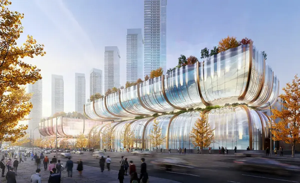 Like an hourglass, a remarkable shopping center will rise in Seoul.