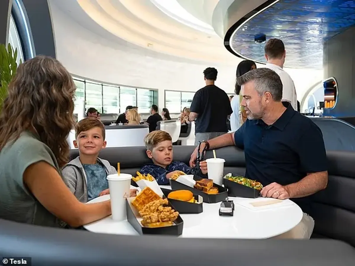 Tesla has opened a retro-futuristic diner in Hollywood.