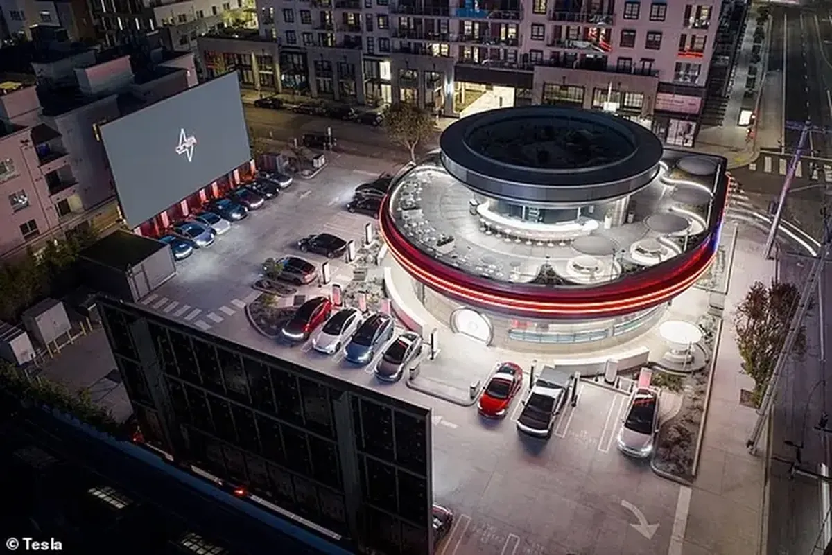 Tesla has opened a retro-futuristic diner in Hollywood.
