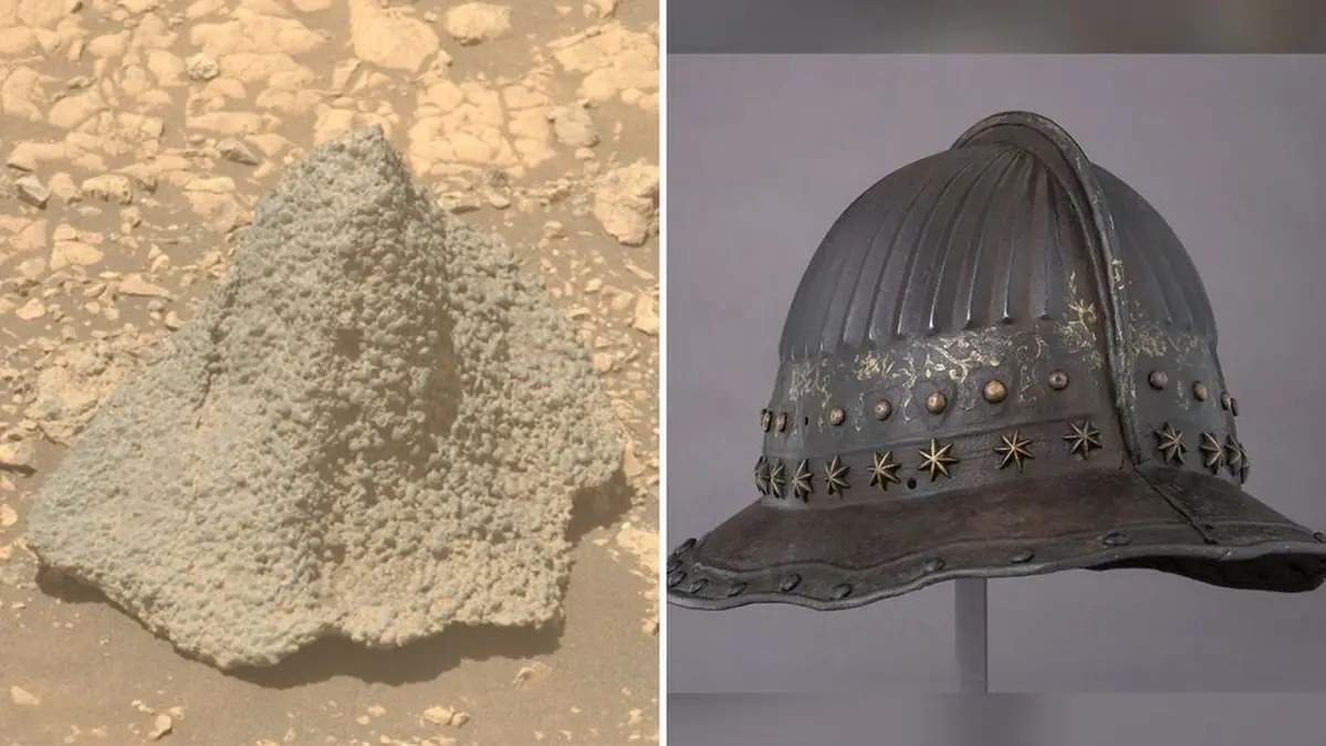 A rock on Mars resembling a helmet