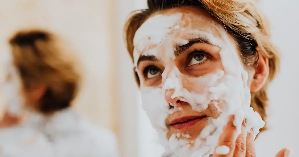 woman with a facial scrub