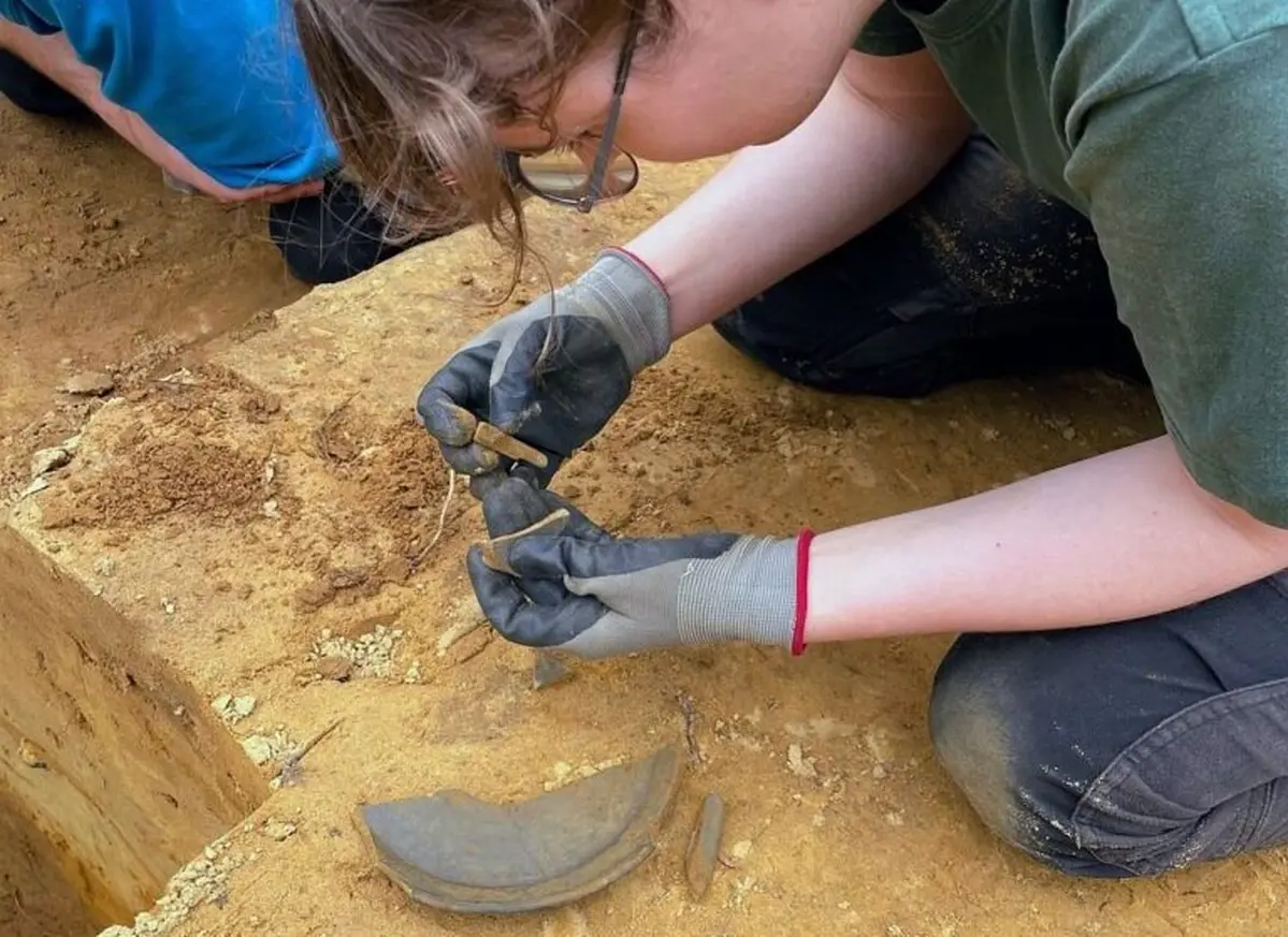 Roman tableware carefully excavated during the dig