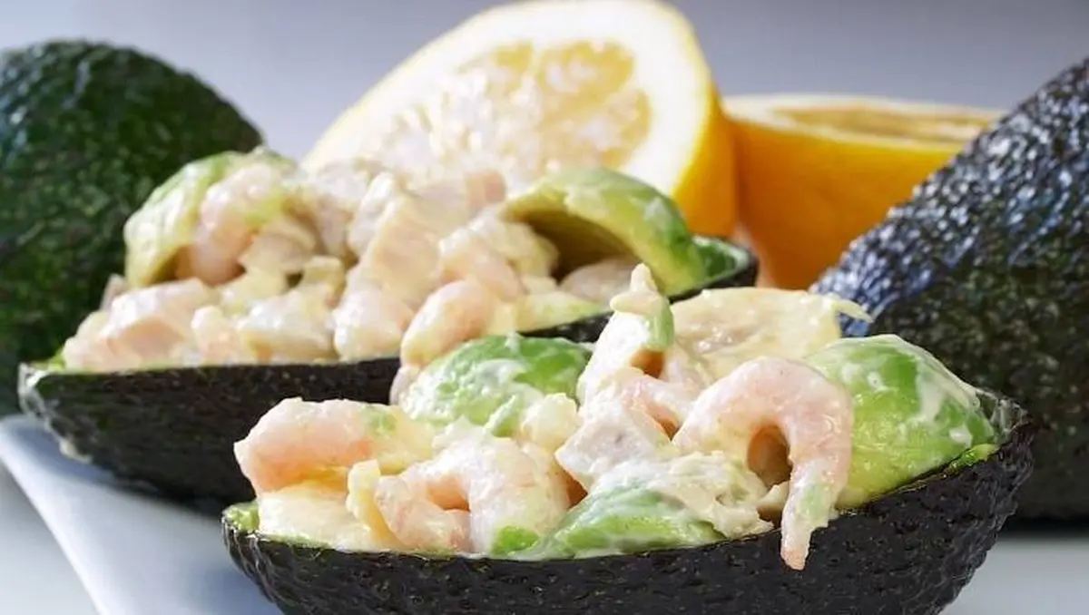 Shrimp and Avocado Salad Served in the Avocado Shell 4 Shrimp and Avocado Salad