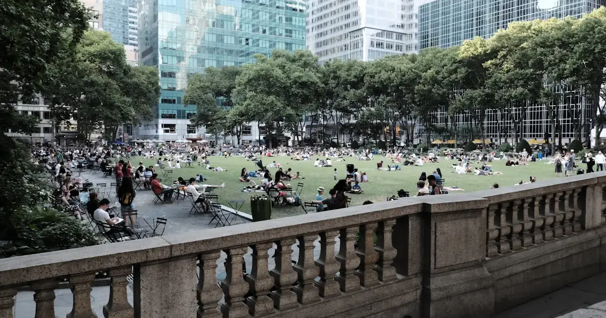 People in a city park