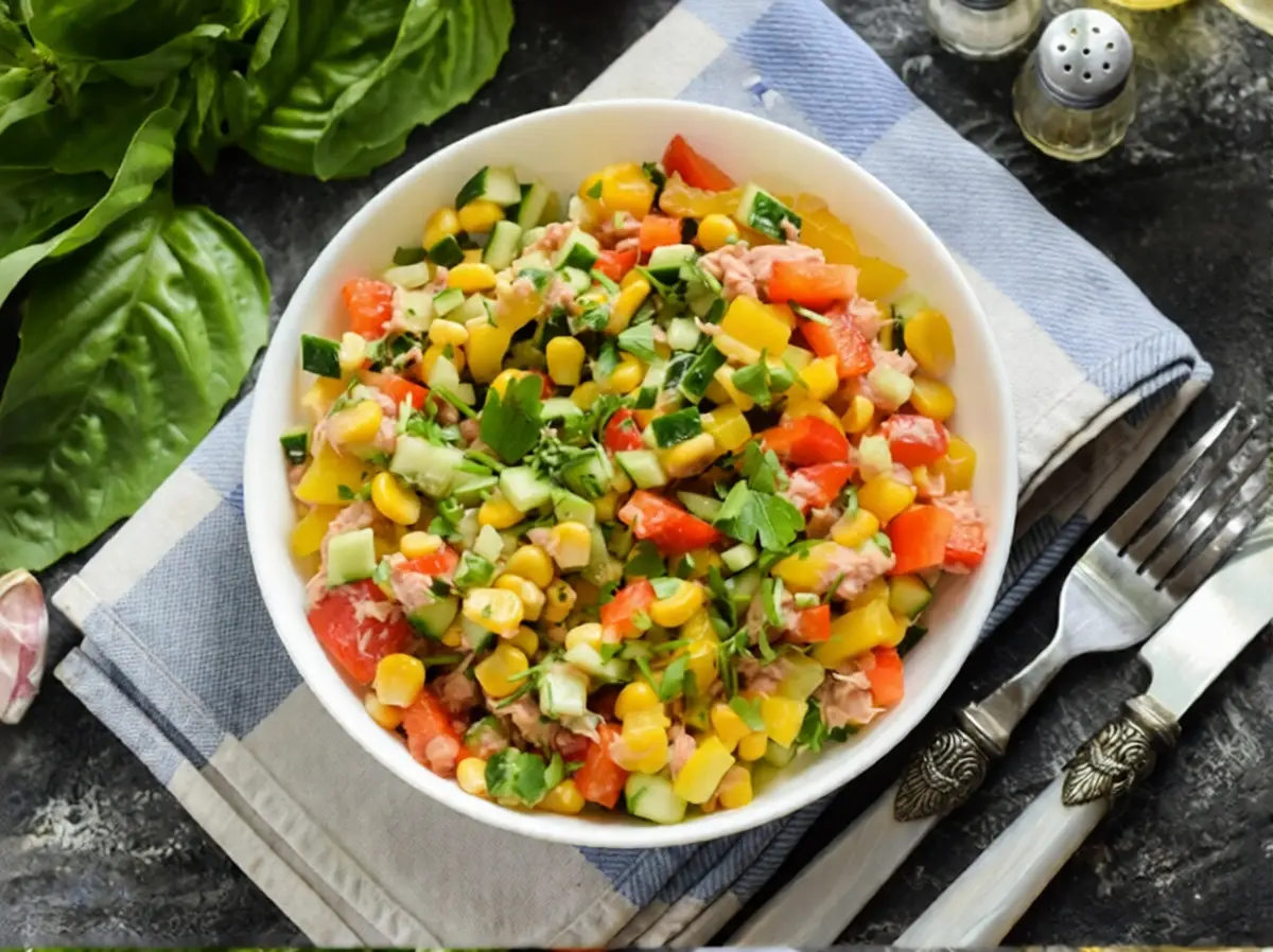 Simple Tuna and Corn Salad with Fresh Veggies 4 Tuna Salad with Corn and Vegetables (2)