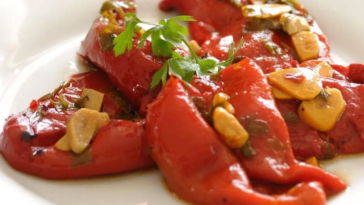 Roasted bell pepper on a plate