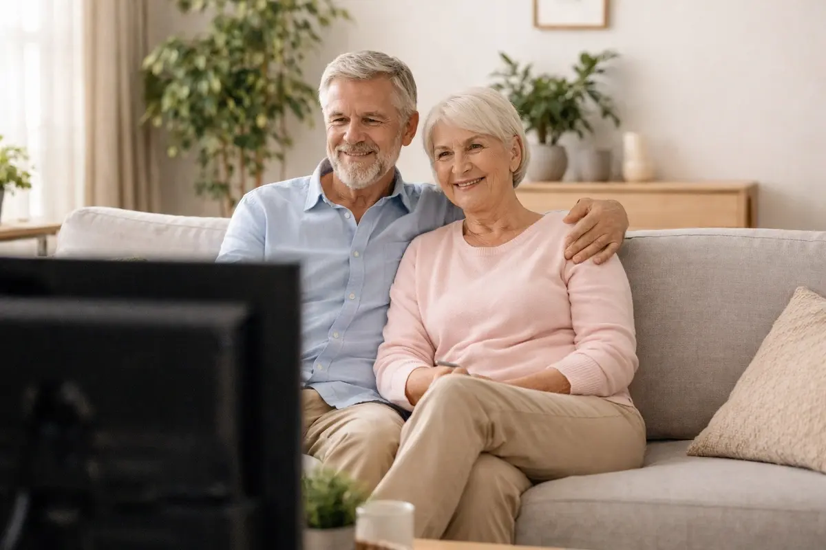 How 5 Extra Minutes of Activity a Day Can Extend Your Life 4 An elderly man and woman are sitting on a couch in front of the television.