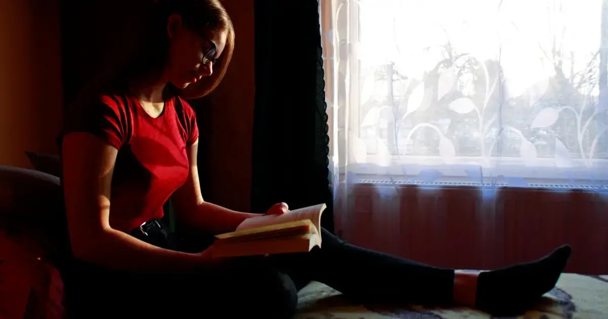 a woman reading a book