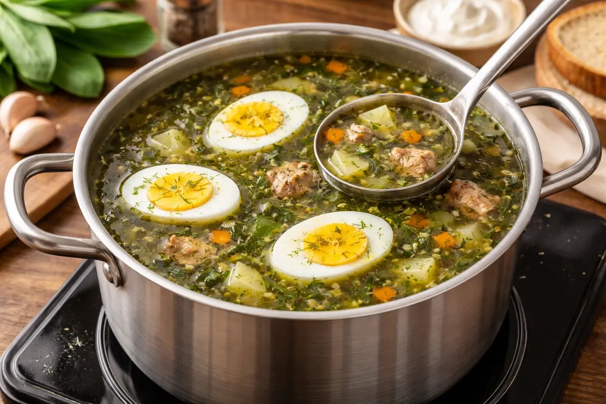 Spring Green Borscht: How to Make It with Spinach, Sorrel, or Nettle 4 green borscht with eggs