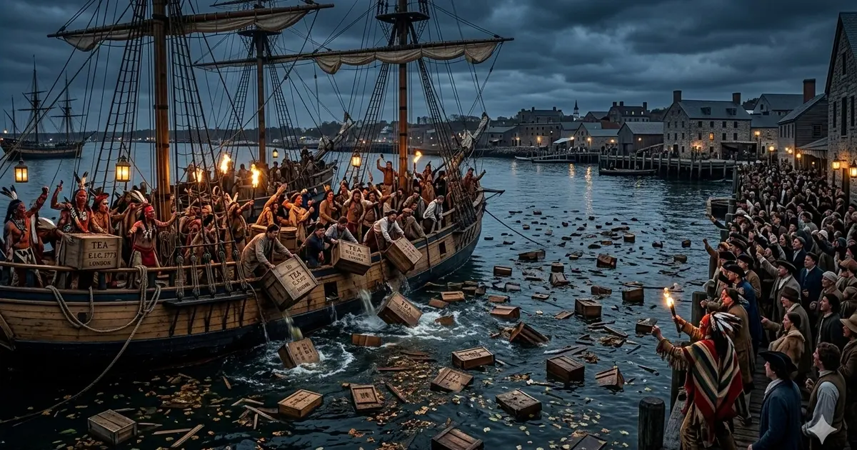 How Tea Upended Empires and Built Global Trade 8 Boston Harbor: chests of tea being thrown overboard.