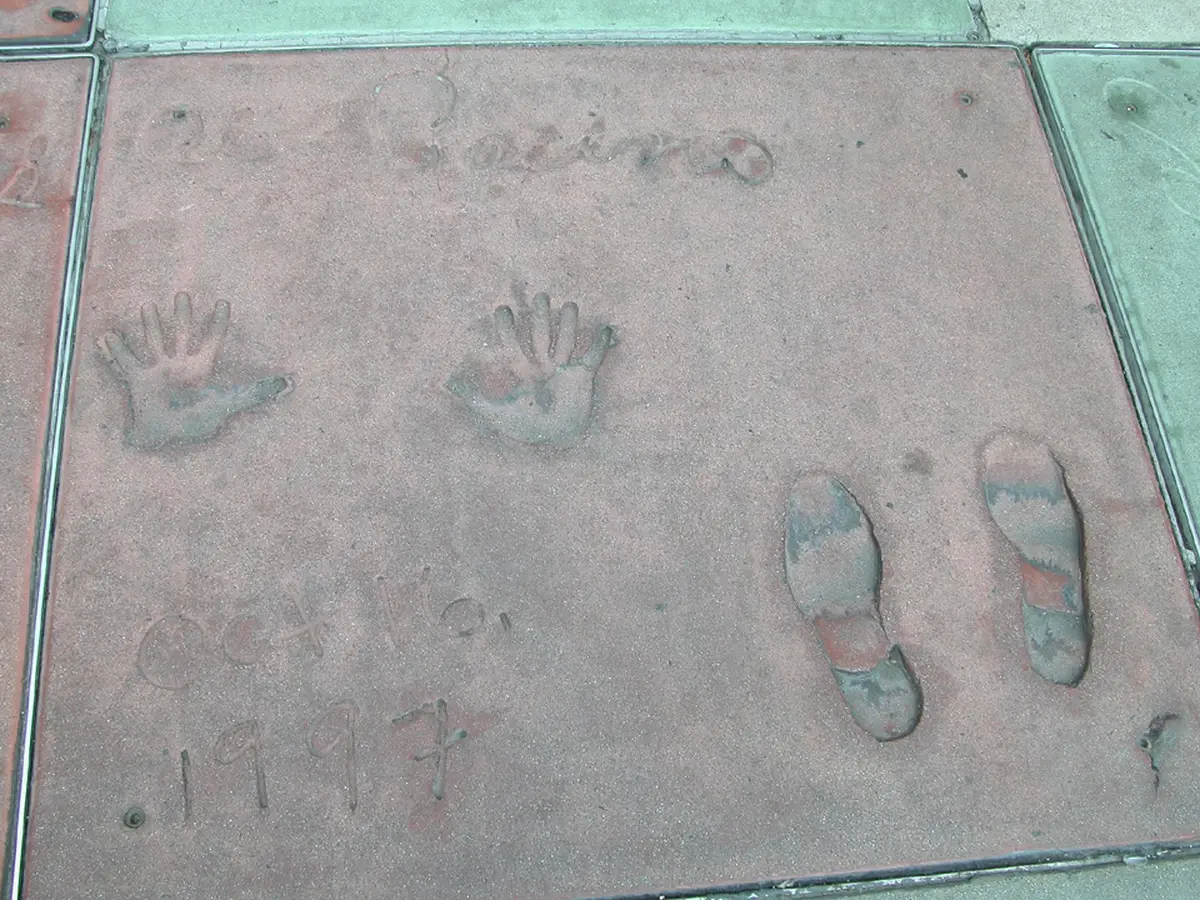 Al Pacino’s footprints and handprints at the forecourt of Grauman’s Chinese Theatre — not to be confused with the Hollywood Walk of Fame, where he has no representation