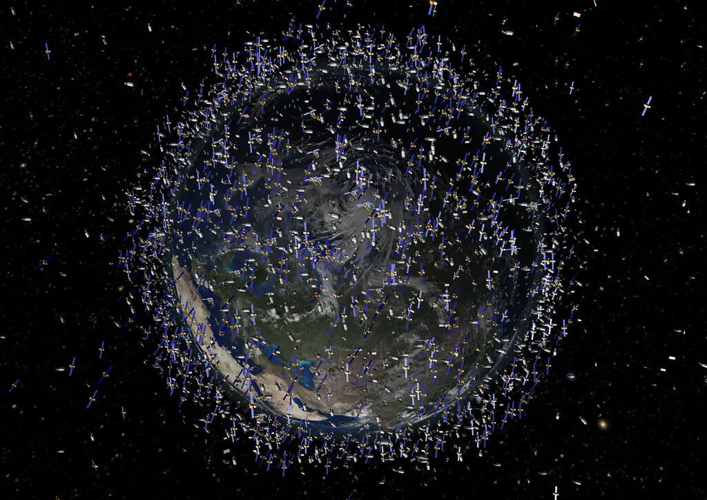 Nearly half of the objects in orbit are space junk.