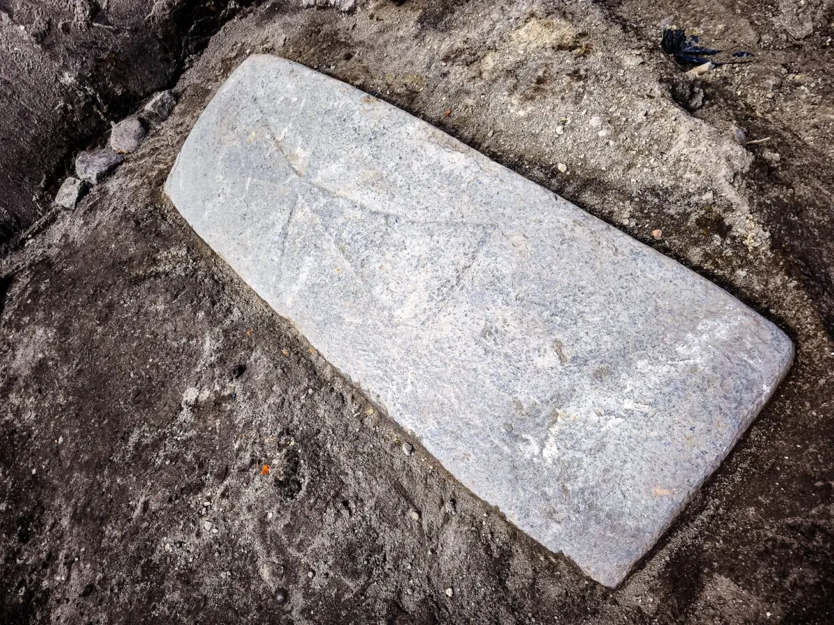 13th-century tombstone found beneath a coffee shop in Gdańsk