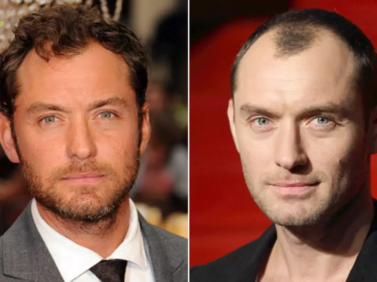 Jude Law's hair — then and now