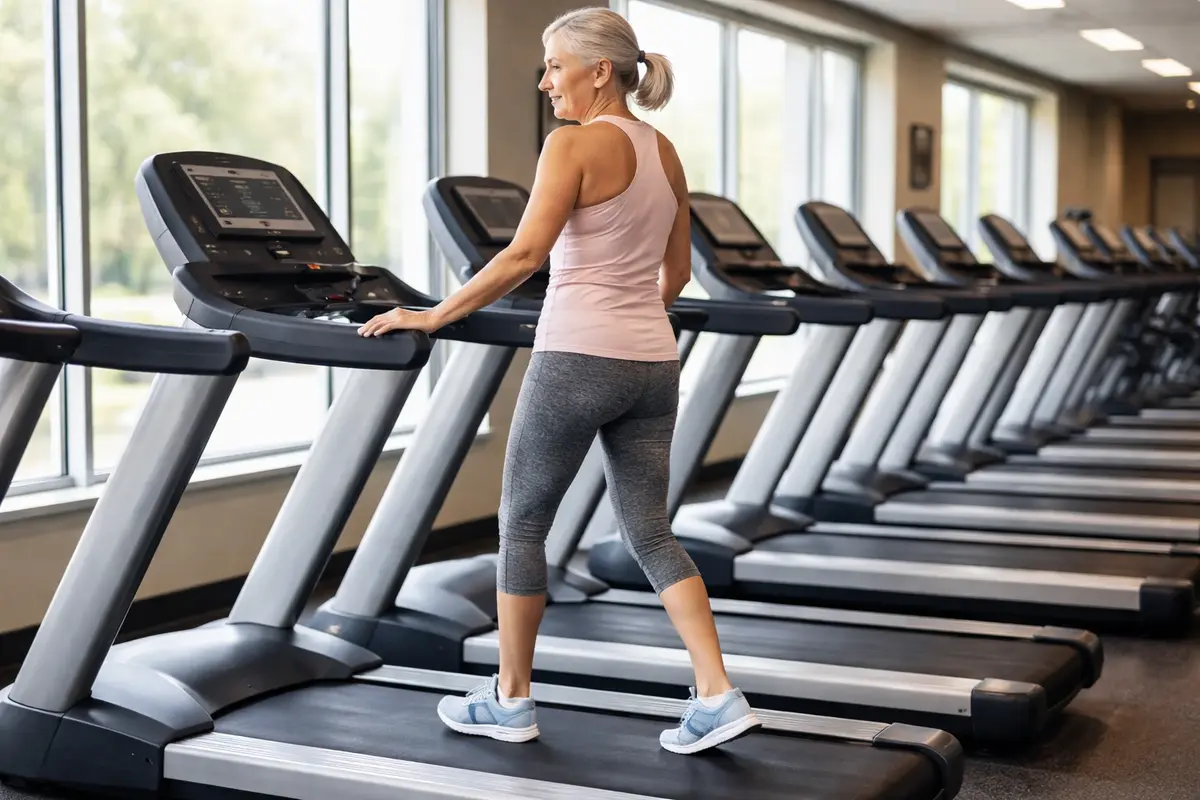 Woman walking on a treadmill