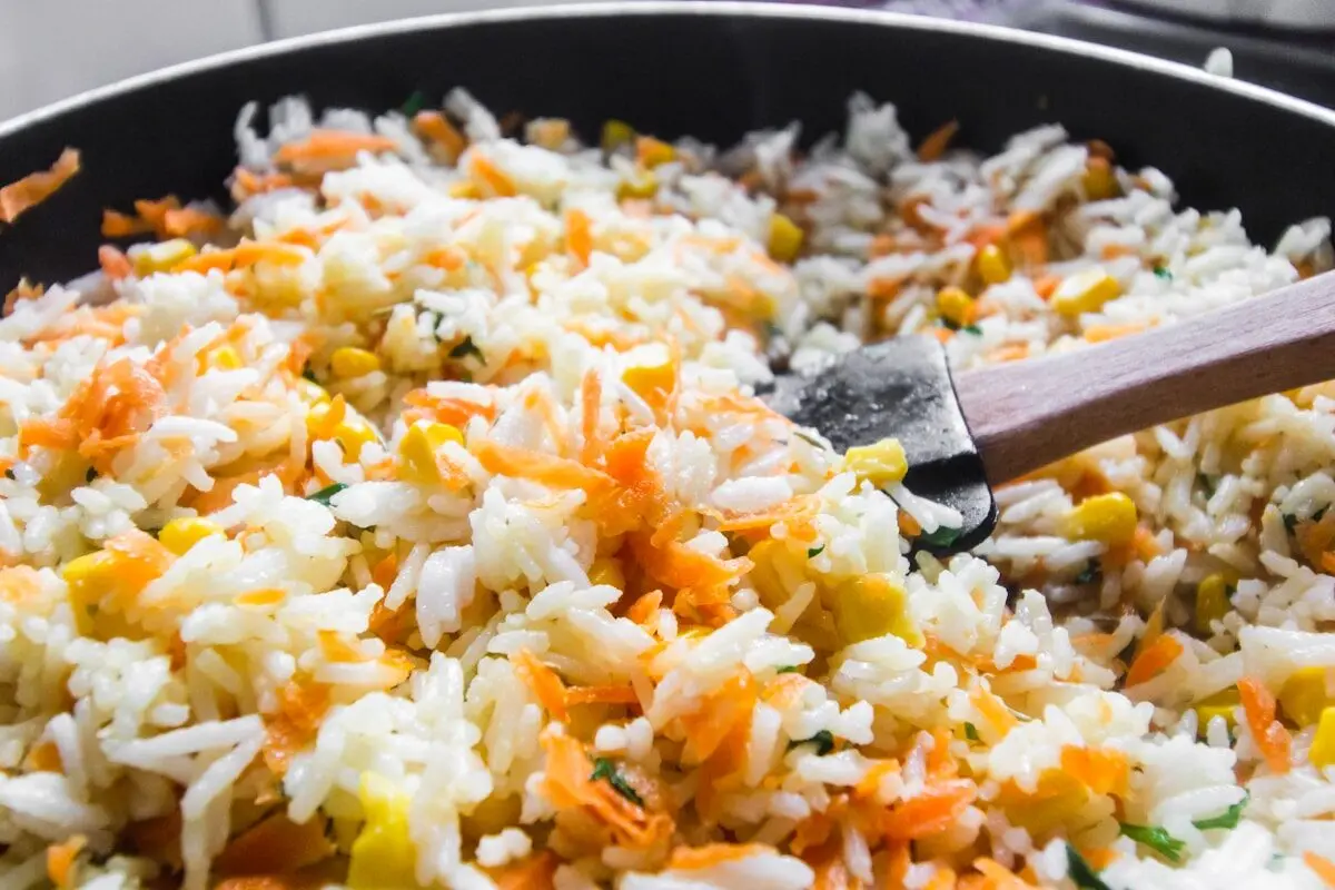 rice in a pan