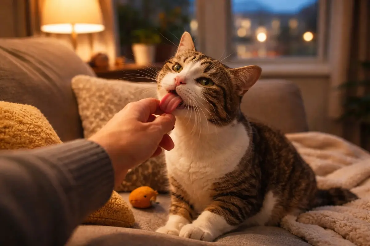 Why your cat licks you: three odd reasons