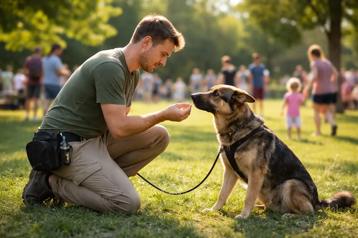 How Your Actions Can Make Your Dog Aggressive 4 man talking to a dog